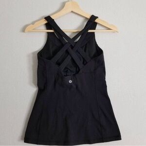 Lululemon Double Cross Back Mesh Strap Tank Top, Black, Size 8 Used like new